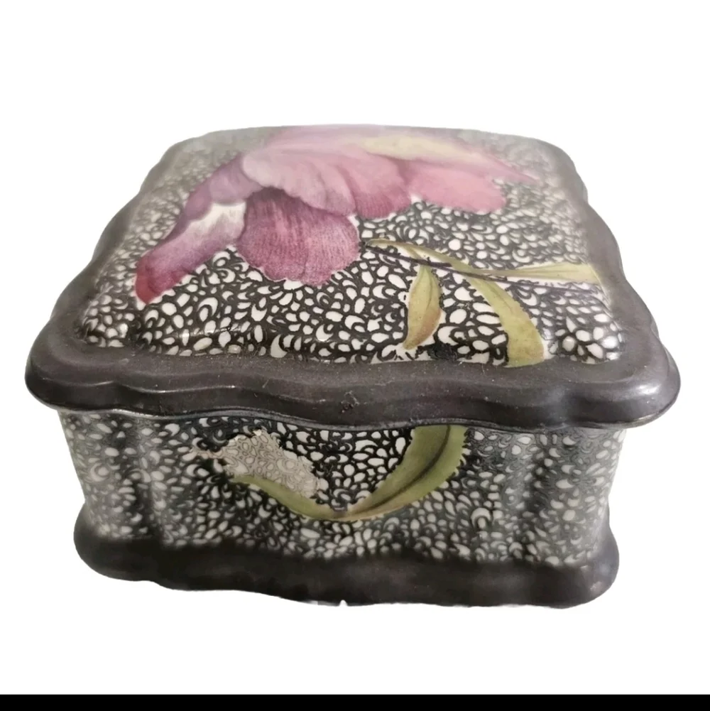 Rosenthal Bahnhof Selb Germany Handgemalt Porcelain Floral Jewelry Trinket Box